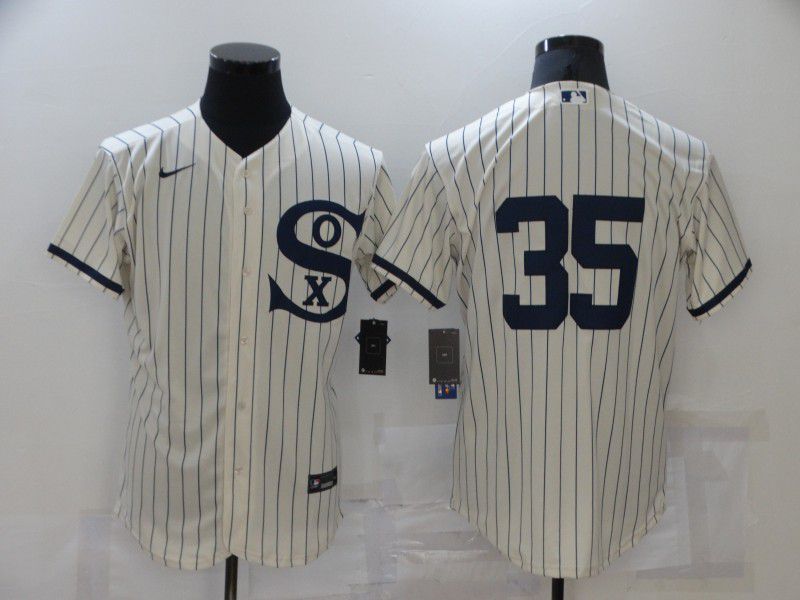 Men Chicago White Sox 35 No Name Cream stripe Dream version Elite Nike 2021 MLB Jersey